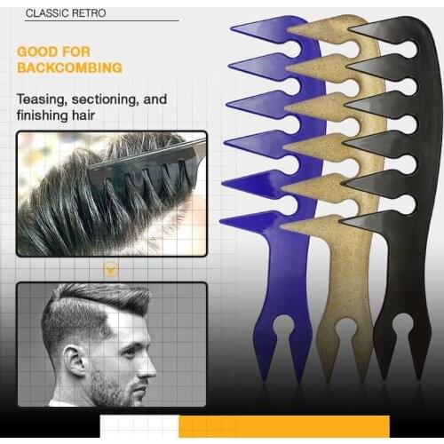 Professional styling hair brush oil comb Wide Tooth Retro oil head Anti-Static Mens beard Double-Sided Comb Barber styling tool