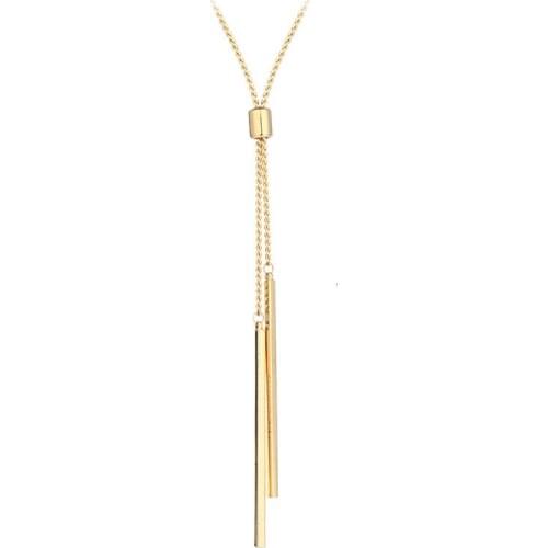 Simple Linear Pendant Necklace for Women Water Drop Alloy Long Statement Necklaces Lady Gift Jewelry