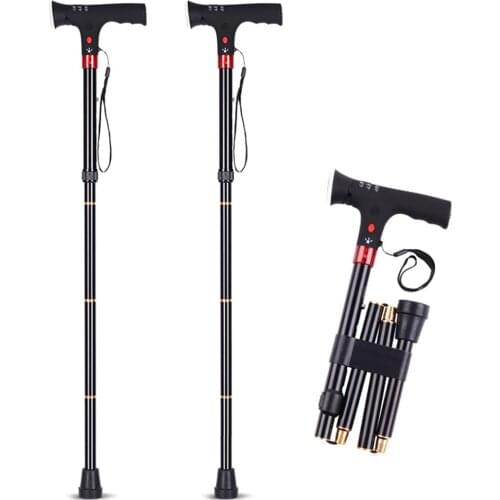 Adjustable Folding Canes with Led Light Anti-slip Portable Lightweight Walking Sticks for Arthritis Seniors Disabled Elderly