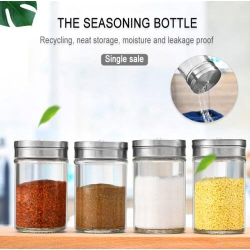 Newly Adjustable Seasoning Shaker Glass Spice Jars 100ml Stainless Steel Lid Salt Pepper Shaker Dispenser Refillable
