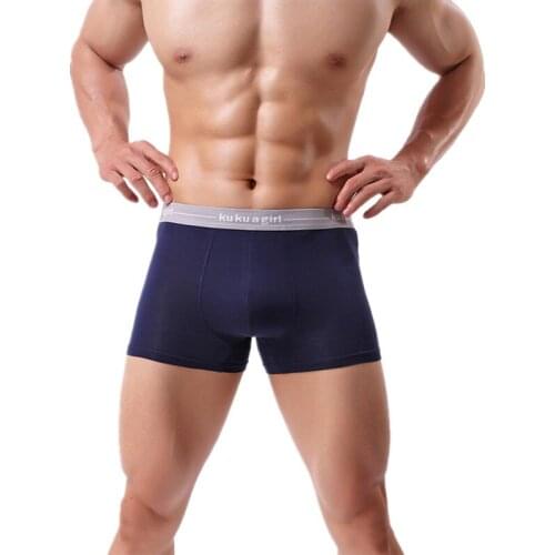 Sexy Underwear Mens Boxer Shorts Modal Panties Breathable Mid-Rise U Convex Pouch Underpants Cueca masculina Plus Size L-3XL