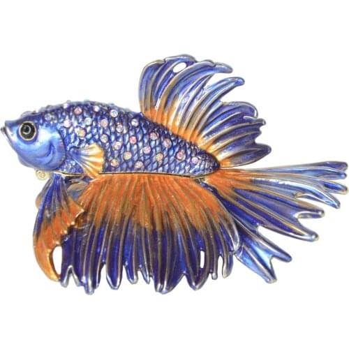 Crowntail Beta Fish Trinket Jewelry Boxes & Organizer Nautical Decoration Gift Metal Tabletop