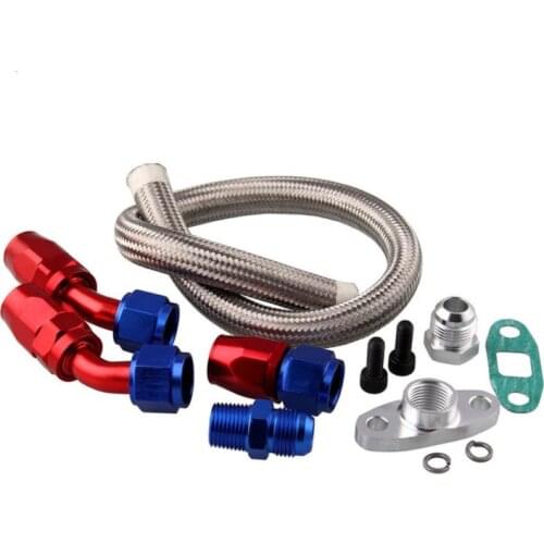 Oil Feed Line Drain Fitting Car Refit T3/T4/T04E Turbine Oil Supply Tubing Kit Turbine Adapter Kit Turbocharger Oil Adapter Kit