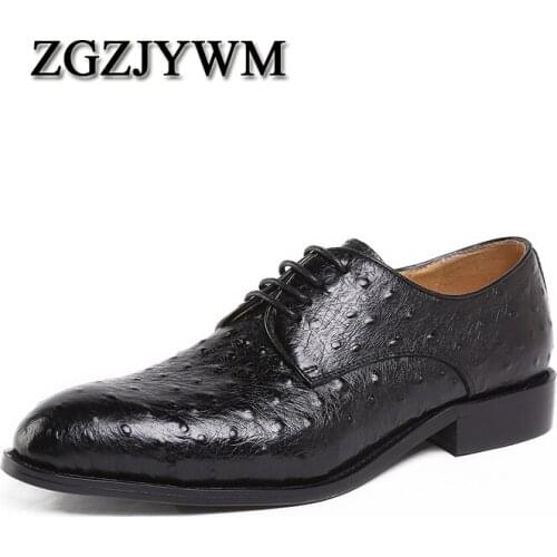 ZGZJYWM Mens Spring/Autumn Fashion Business Formal Genuine Leather Lace-Up Pointed Toe Handmade Flat Patent Oxford Men Shoes
