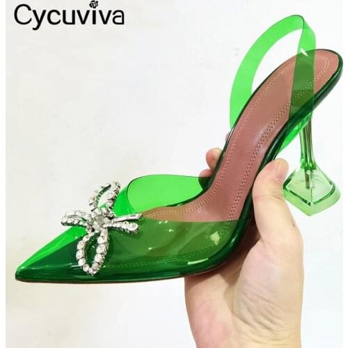 Transparent PVC Crystal Shoes Woman Clear High Heel Sandals Femme Triangle Cup Heel Ladies Shoes 2020 Runway Wedding Party Shoes