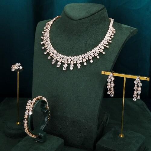 TIRIM Elegan Fine Jewelry Sets For Women Cubic Zirconia Bridal Necklace Set Dubai Wed Jewelri Wedding & Engagement бижутерия