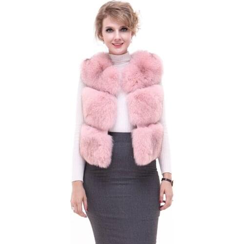 Genuine Fox Fur Vest Autumn Winter Women Waistcoat Outwear Suit LF21007ZGF