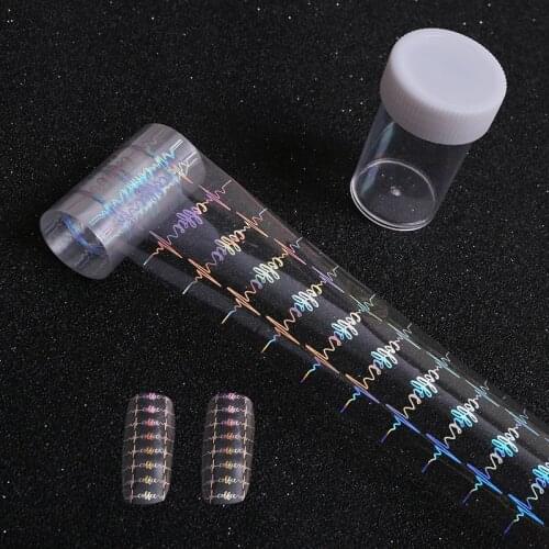 1Pcs 100*4cm Laser ECG Pattern Design Nail Foils Transfer Foil Manicure DIY Image Nail Sticker Tool