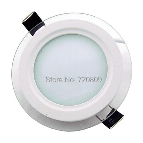 10pcs/lot Free Shipping 6w LED Glass Panel Light Round Ultrathin Indoor Kitchen Ceiling Light