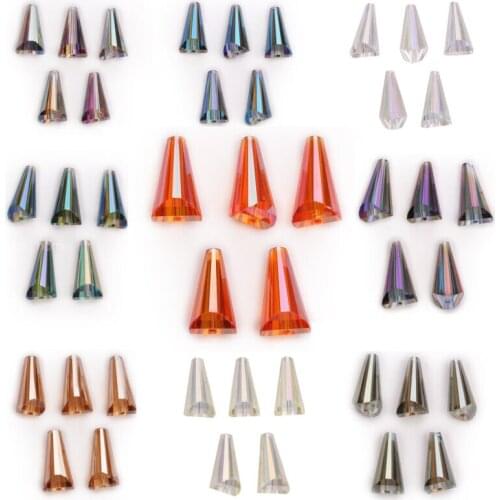 10x20mm 10pcs Faceted Pagoda Cap Teardrop Glass Crystal Loose Beads Accessories