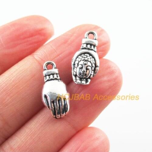 16Pcs Tibetan Silver Color Palm Hand Buddha Charms Pendants 9x18mm