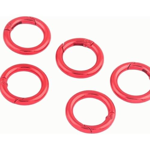 20mm Red Spring Ring Round Ring Dog Collar Hardware Trigger Clip Key Ring Charm Metal Clasp Connector Purse Making Supplies