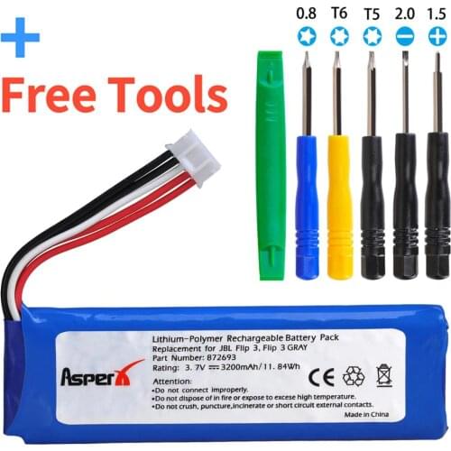 3.7V 3200mAh GSP872693 Battery for JBL Flip 3, JBLFLIP3GRAY Rechargeable battery