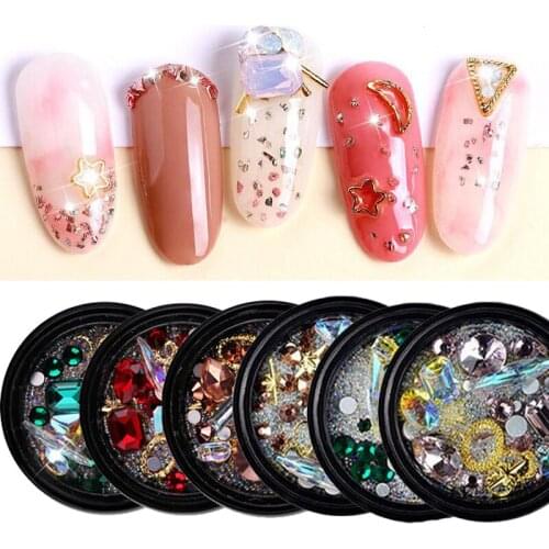 3D Nail Rhinestones Mix colour Crystal Stone Nail Decoration Metal Rivet Beads Gems Decals Manicure DIY nail accessories