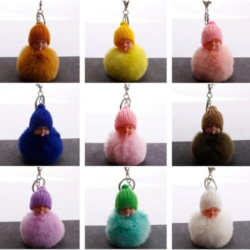 5pcs/lot Hot Sale Doll Keychain Plush Kawaii Sleeping Cute Doll Keychain Kpop Accessories Stuffed Key Chain Bag Car Pendant Toys
