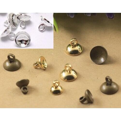 500pcs/lot 8mm bronze / silver / gold color to choose cap pendant connector bead cap, jewelry accessory for glass pendant