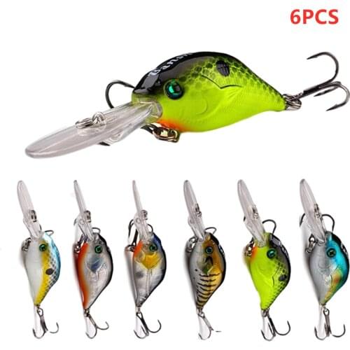 6Pcs Fishing Lures Shallow Deep Diving Swim bait Fishing Wobble Multi Jointed Hard Baits for Bass Trout Freshwater and Saltwater