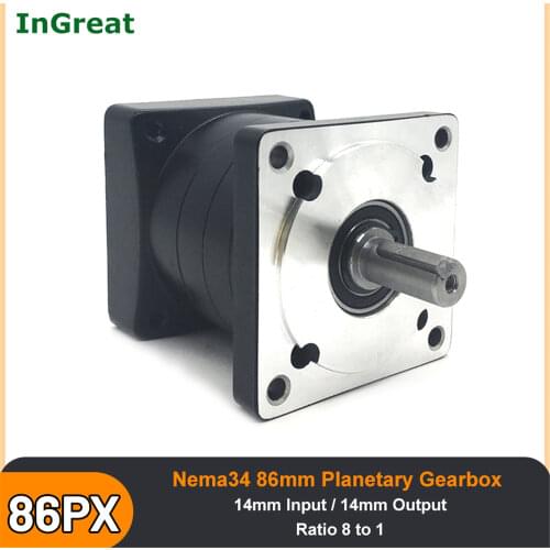 8:1 Speed Ratio Nema34 86mm 50NM Planetary Gearbox Gear Reducer 3000rpm 50NM 14mm Input 14mm output 3000rpm for Stepper Motor