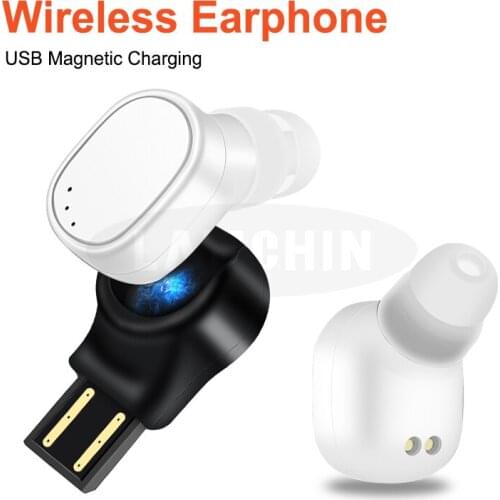 Car Bluetooth Earphone USB Magnetic Charging Mini Wireless Earbud Portable in Ear Noise Canceling for iPhone Sumsung