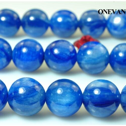 ONEVAN A+ Blue Kyanite Beads Charms 8-8.5mm (10pcs/Set) Round Stone Bracelet Necklace Jewelry Making Diy Accessories Design