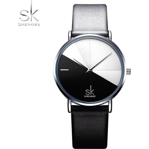 Shengke Leather Strap Women Watches Brand Wristwatch Creative Dial Female Watch Fashion Ladies Quartz Clock Relogio Feminino
