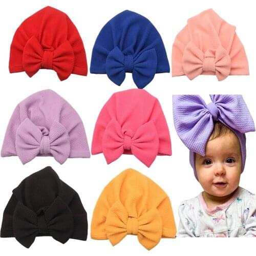 1PCS Fabric Baby Cap Baby Girl Beanie Cute Bowknot Boutique Hair Accessories Candy Hats Sleeve caps Infant Beanie
