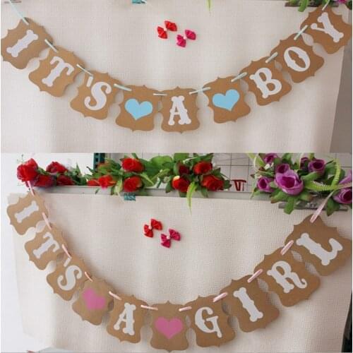 Its a girl bunting, baby shower celebration banner, baby girl gender reveal party