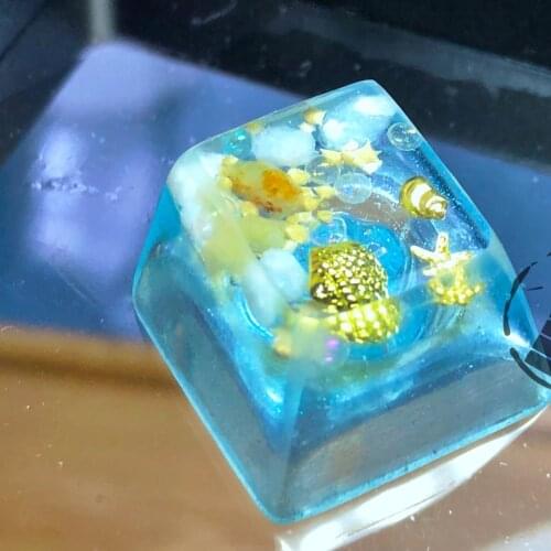 1pc Handmade Resin Keycap for Mechanical Keyboard Keycap Personality Ocean keycap ESC key Backspace Key Accessories