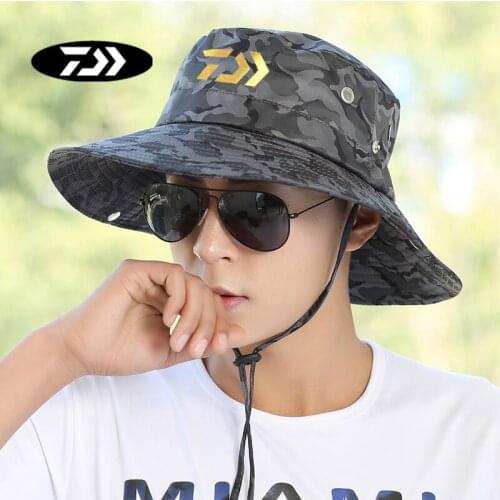 2020 Daiwa Mens Summer Outdoor Fishing Hat Fashion Camouflage Big Brim Sun Hat Mountaineering Sunscreen Cycling Adjustable Hat