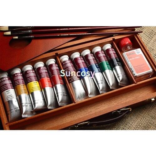 Lukas 1862 Oil Color Paint Lot of 10 Tubes 37 Ml - 6056 Wooden Set, Incomparable Color Intensity, Highly Pigmented