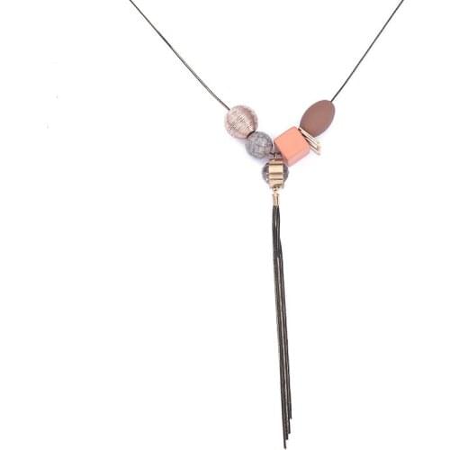 Fashion Bohemian statement necklace Wood Handmade Vintage Tassel Long Sweater Chain Necklace Women Jewelry Accessories