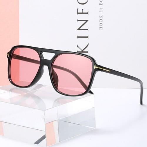 Fashion Rectangle sunglasses women men brand design Tom Ford Candy-colors oversized Flat top sun glassses Double Bridge Eyewear