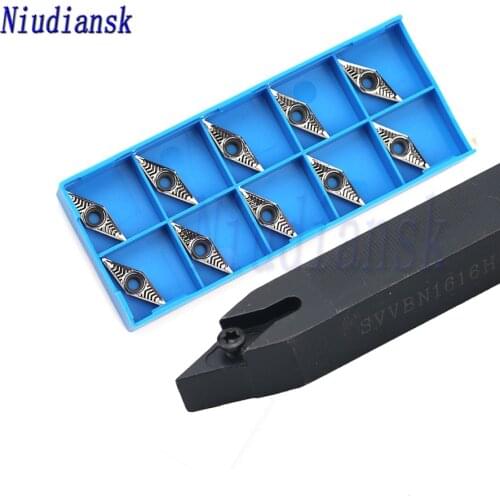10pcs VBGT1103 Carbide Inserts SVVBN1010 1212 SVVBN1616H11 External Turning Tool Arbor SVVBN2020K11 SVVBN2525M11 Lathe Tool Set