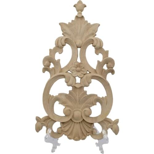 Unpainted Woodcarving Decal Corner Wood Applique European Decorative Decals Door Table Decorated with Carved DIY Home Decoration