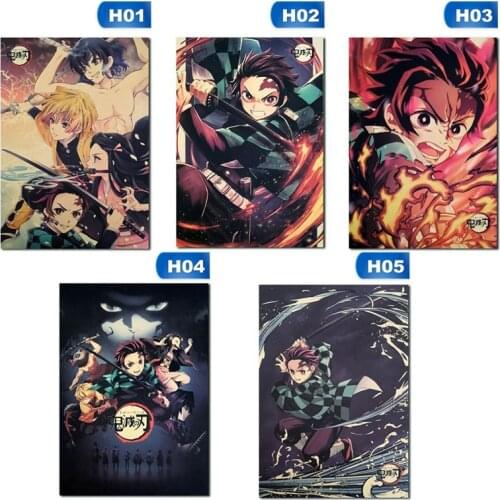 Demon Slayer Anime Poster Kimetsu no Yaiba Vintage Decoracion Painting Wall Paper Collection Posters Wall Stickers