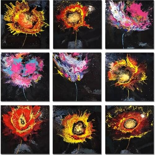 Original Design Watercolor Poppy Flowers Canvas Art Painting Abstract Colorful Posters and Prints Wall Pictures for Home Decor