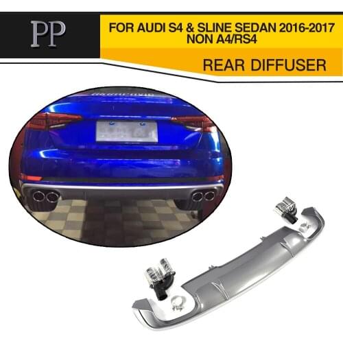 PP Car Rear Diffuser Lip With Exhaust Muffler For Audi S4 Sline Sedan 4 Door Non A4 RS4 2016-2017