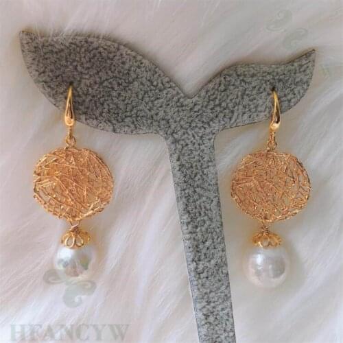 White Baroque Pearl Earring 18k Hook Luxury AAA Earbob Classic Natural Wedding Flawless Fashion Dangle Cultured Gift Party