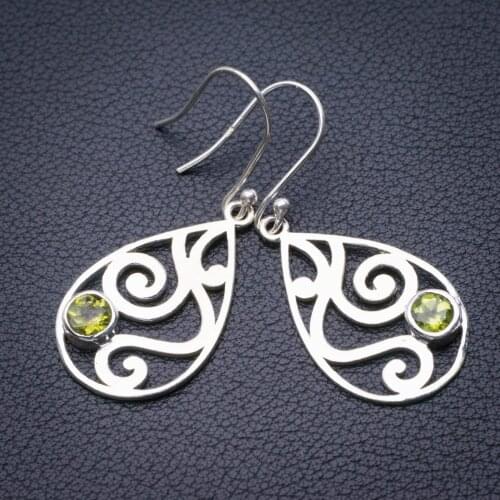 StarGems Natural Peridot Handmade 925 Sterling Silver Earrings 1.75" E0529