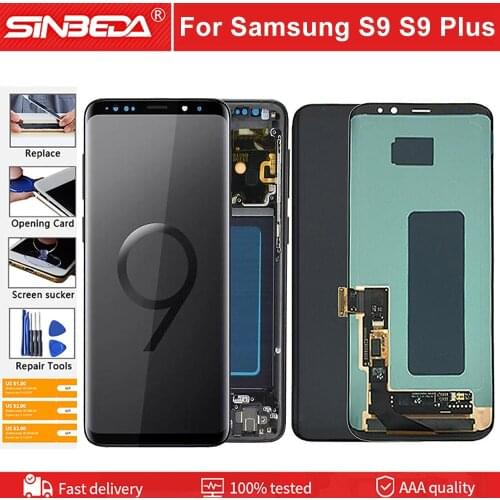 Super AMOLED For SAMSUNG GALAXY S9 S9 Plus LCD Touch Screen Digitizer Assembly Frame For SAMSUNG S9 LCD G960 G965 Display