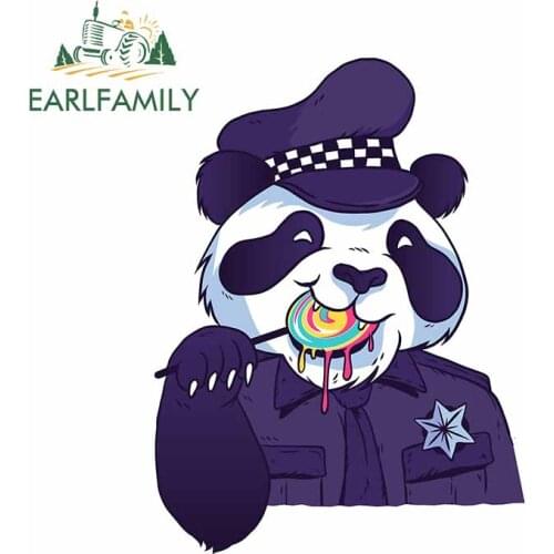 EARLFAMILY 13cm x 9.8cm For Panda Police DIY Motorcycle Car Stickers Creative Decal Vinyl Material Suitable for VAN RV Decor