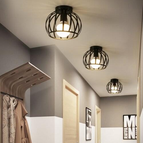 Vintage Ceiling Light Modern Nordic Retro Black Iron Lamp Industrial Decor for Living Room Loft Decor Home Lights Cage Fixture
