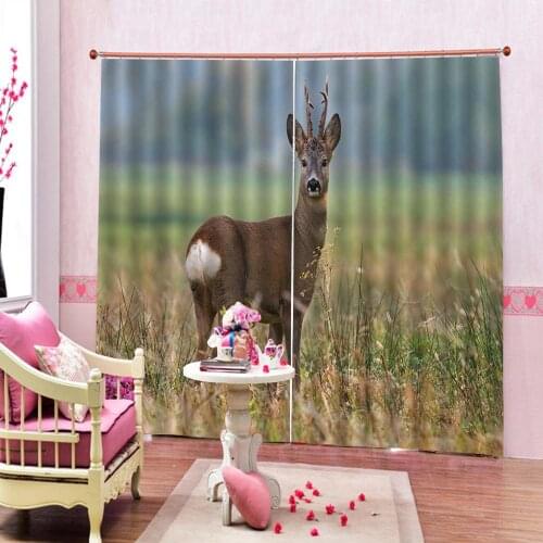 Country side style Goat Shower Curtains Animal Grassland For Childrens room Blackout Curtains Decor