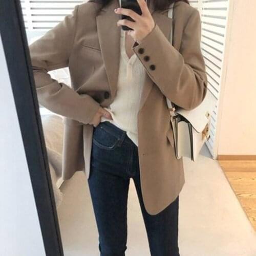 Women suit Spring New Fashion Blazer Jacket Women Casual Pockets Long Sleeve Work Suit Coat Office Lady Solid Slim Blazers
