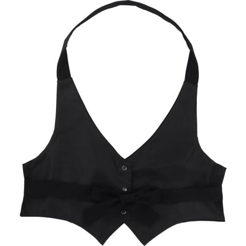 Women Casual Tops Vest Tanks Halter Neck Backless with Belt Self-tie at Back Button Down Fully Lined Vest Waistcoat Tank Top