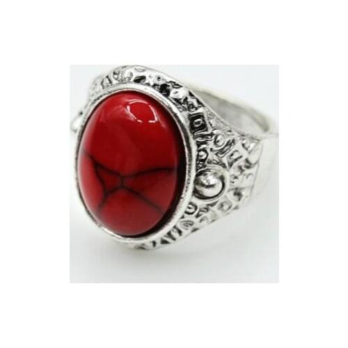 Rx338 Europe Summer beach fashion vintage red color stone geometric Circle ring Womens Jewelry Accessories