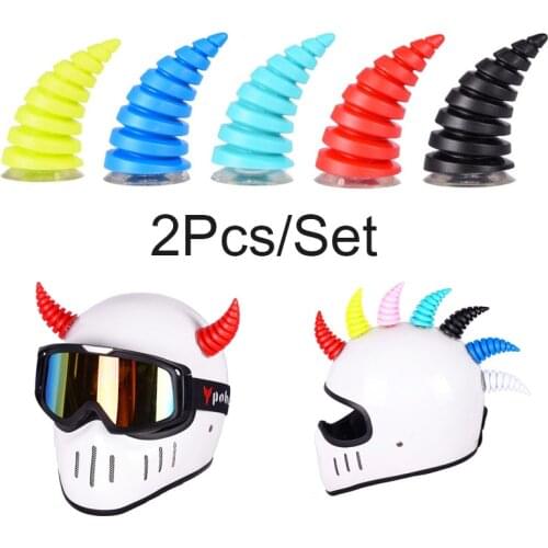 2Pcs Car Motorcycle Helmet Devil Horns Motocross Full Face Off Road Helmet Deco Silicone Sucker Sticker Auto Accessories Styling