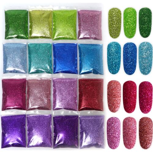 20 Bags Shiny Nail Glitter Powder Decoration Products Colorful Dust Pigments Set for Professional Polish Nail Art Design