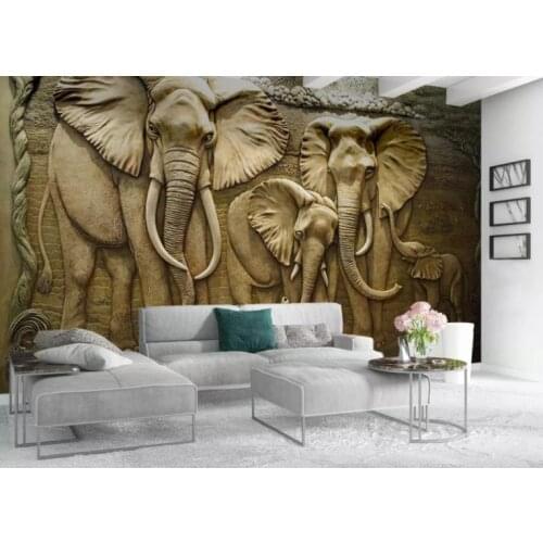 21 Custom Wallpaper 3D Relief Elephant Family Art Wall Mural Living Room Bedroom Wallpaper