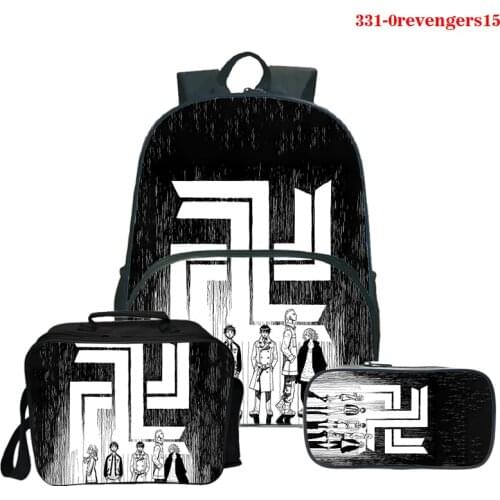 3pcs/Set Backpack 2021 New Tokyo Revengers Fashion Backpack Shoulder Bag 3D Print Schoolbag Mochila Student Backpack with Penbag